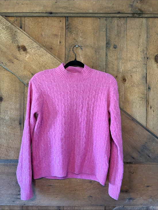 J. Crew Factory Sweaters - J. Crew Factory Pink Cable Knit Mock Neck Sweater BU741 Medium Womens